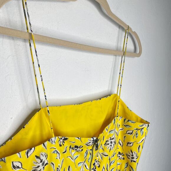 Alice + Olivia Glinda Yellow Floral Cotton Silk Blend Mini Fit and Flare Dress 8 - Picture 10 of 16